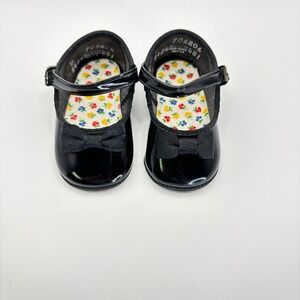 VTG 1950's Girls‎ Black Patent Leather 4" Mary Jane Dress Shoes Sz 2.5 Baby Doll